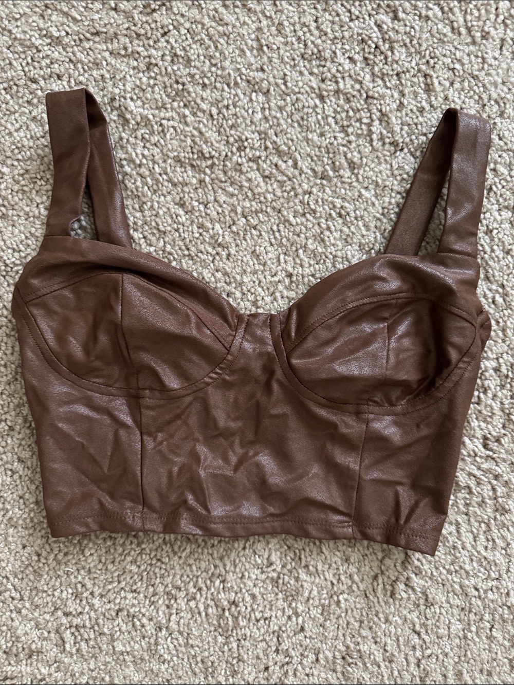naked wardrobe Brown Cropped Bustier Top